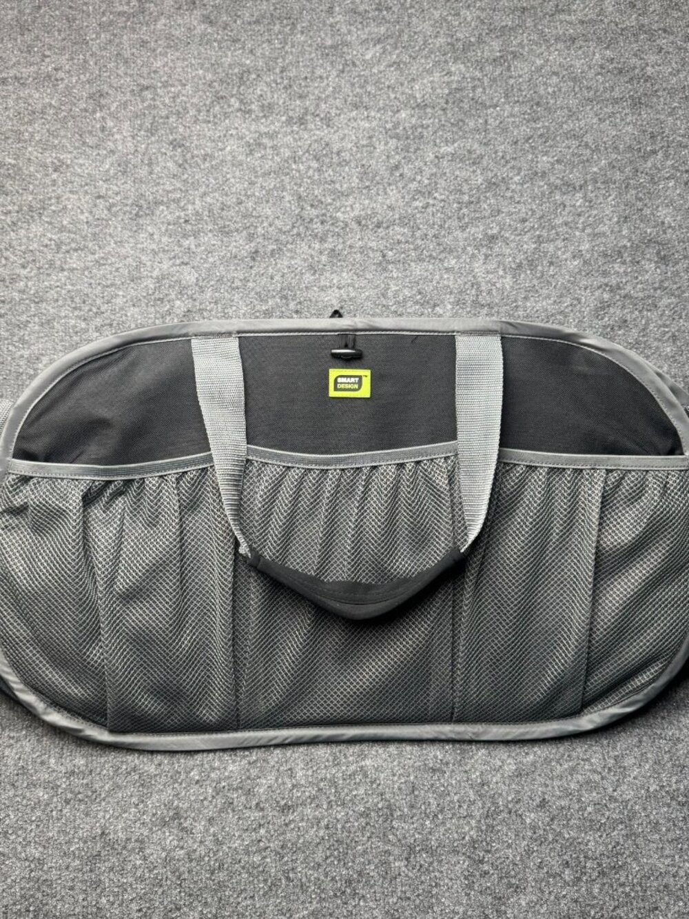 Smart Design Pop Up Car Trunk Organizer Gray Folding Tote Bag Mesh Pockets Zip
